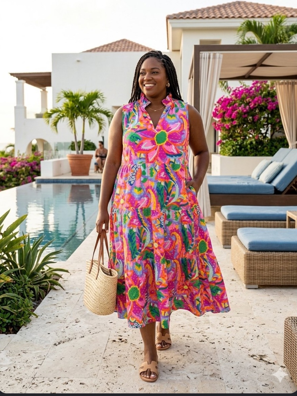 CROSBY by Mollie Burch Wesley Midi Dress XXL NWT Heat Waves Swiss Dot Floral